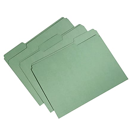 SKILCRAFT® Single-Ply Top File Folders, 100% Recycled, Green, Box Of 100 (AbilityOne 7530-01-566-4132)