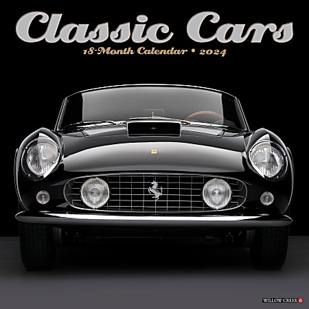 2024 Willow Creek Press Scenic Monthly Wall Calendar, 12" x 12", Classic Cars, January To December
