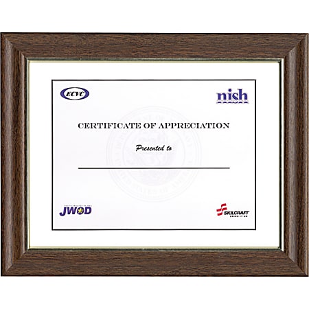 SKILCRAFT® Vinyl-Stain Picture Frame, 9" x 12", Walnut (AbilityOne 7105-00-903-1843)