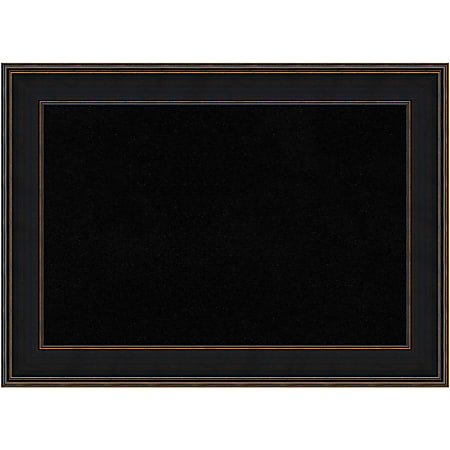 Amanti Art Rectangular Non-Magnetic Cork Bulletin Board, Black, 44” x 32”, Mezzanotte Espresso Wood Frame
