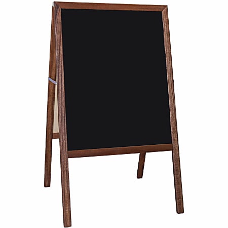Flipside Stained Black Chalkboard Easel, 42" x 24", Brown Wood Frame