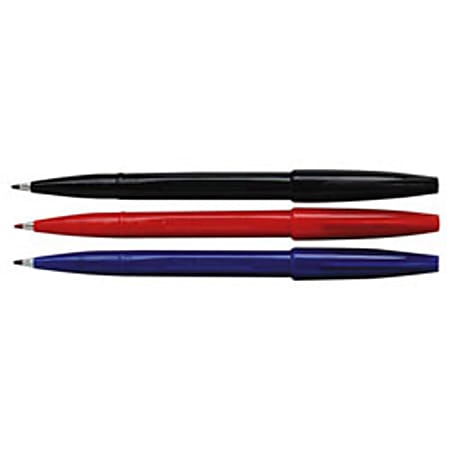  Pentel Sign Felt Tip Pens - Fiber-tipped - Box Of 12 Felt Pens  6 Blue And 6 Black Ink : Office Products