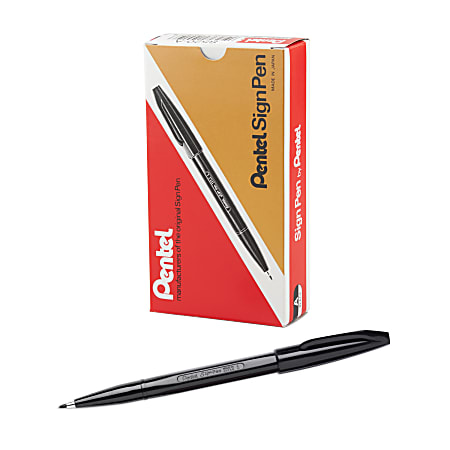 Pentel Sign Pens Fine Point 2.0 mm Black Barrel Black Ink Pack Of