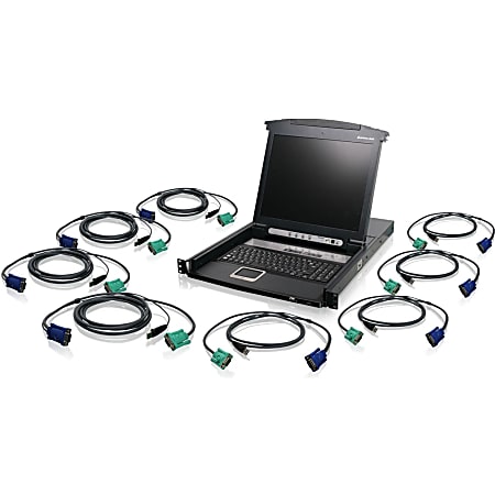 IOGEAR 8-Port LCD Combo KVM Switch with USB KVM Cables (TAA Compliant)