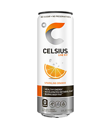 Celsius® Sparkling Fitness Drinks, Orange, 12 Oz, Pack Of 12
