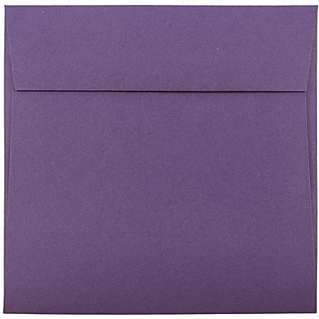 JAM Paper® Color Square Invitation Envelopes, 6" x 6", Gummed Seal, Dark Purple, Pack Of 25