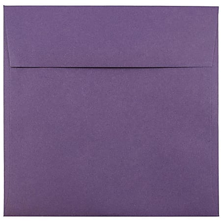 JAM Paper® Color Square Invitation Envelopes, 8 1/2" x 8 1/2", Gummed Seal, Dark Purple, Pack Of 25