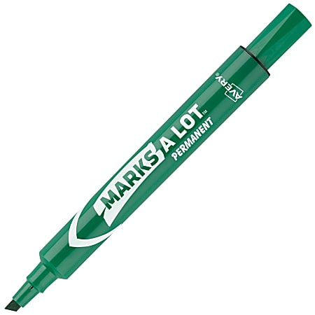 Avery Marks A Lot Permanent Markers Chisel Tip Large Desk Style Size Green  Pack Of 12 - Office Depot