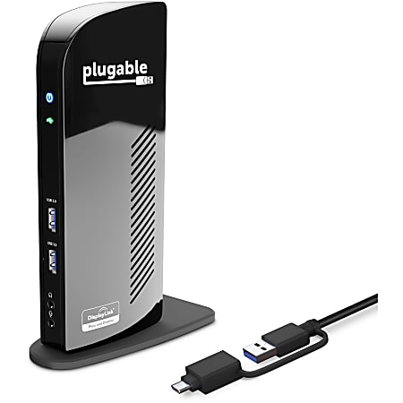 Plugable Hybrid USB-C & USB 3.0 Dual Monitor Laptop Docking Station, Windows and Mac Compatible - (Dual HDMI, 6x USB Ports, Gigabit Ethernet, Audio)