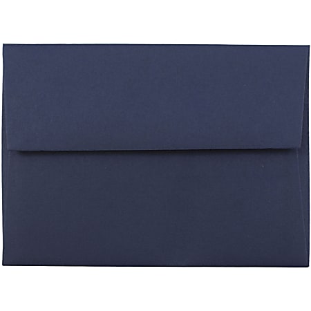 JAM Paper® Booklet Envelopes, #4 Bar (A1), Gummed Seal, Navy Blue, Pack Of 25