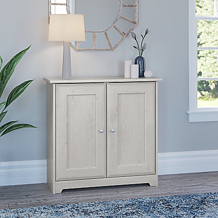 Bush Furniture Cabot Small Storage Cabinet With Doors Linen White Oak  Standard Delivery - Office Depot