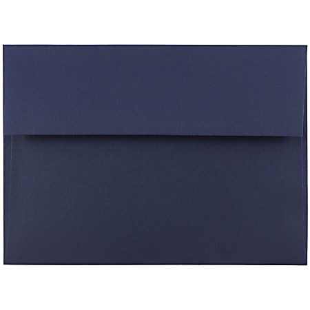 JAM Paper® Booklet Invitation Envelopes, A7, Gummed Seal, Navy Blue, Pack Of 25