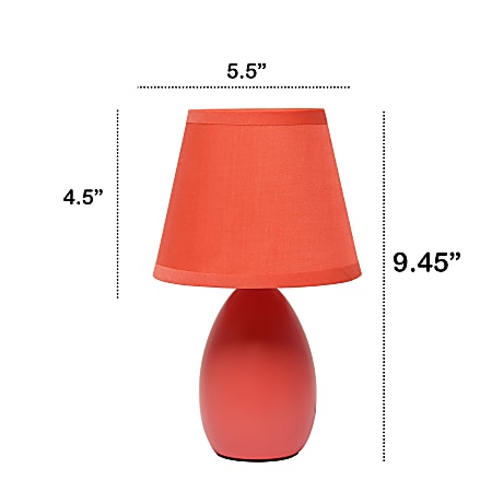Creekwood Home Nauru Petite Ceramic Oblong Table Lamp 9 716 H Orange ShadeOrange Base Office Depot