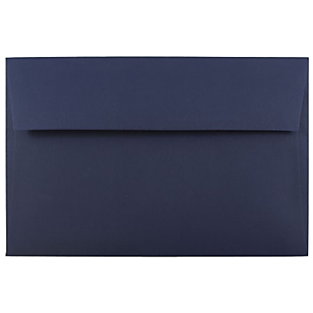 JAM Paper® Booklet Invitation Envelopes, A10, Gummed Seal, Navy Blue, Pack Of 25