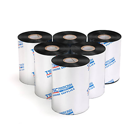 TSC Printronix Auto ID 8300-PWX Thermal Transfer 4-3/8”W x 2051'L Black Ribbons, Pack Of 6 Rolls