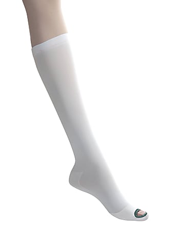 Medline EMS Nylon/Spandex Knee-Length Anti-Embolism Stockings, Large Regular, White, Pack Of 12 Pairs