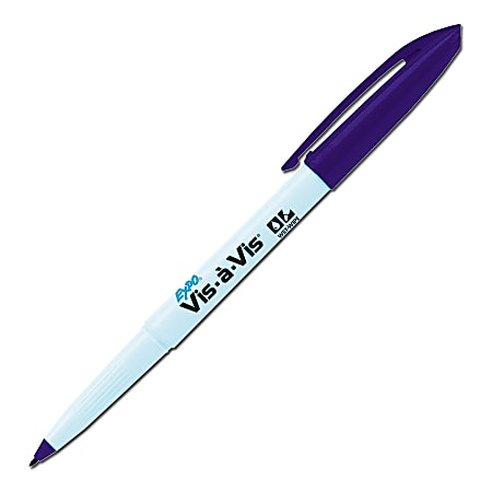 EXPO® Vis-?-Vis® Wet-Erase Fine-Tip Markers, Purple, Box Of 12