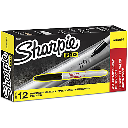 Sharpie® Industrial Permanent Markers, Fine Point, Black, Pack Of 12