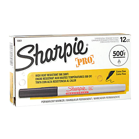 Sharpie® Industrial Permanent Markers, Extra-Fine Point, Black, Pack Of 12