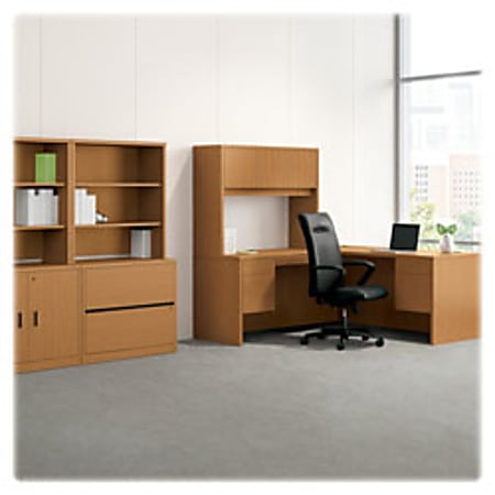 HON® 10500 Series™ Laminate Desk Ensemble Stack-On Storage With Doors, 37"H x 78"W x 14 5/8"D, Harvest Cherry