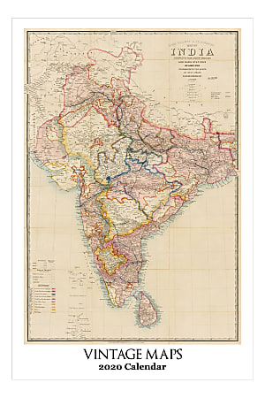 Retrospect Vintage Maps Monthly Wall Calendar, 19” X 12-1/2”, January To December 2020, YC 065-20