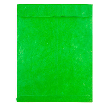 JAM Paper® Tyvek® Open-End 10" x 13" Catalog Envelopes, Self-Adhesive, Lime Green, Pack Of 25