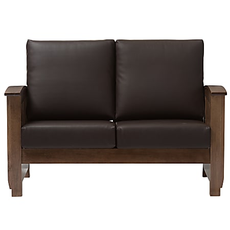 Baxton Studio Alina Loveseat, Dark Brown/Dark Walnut