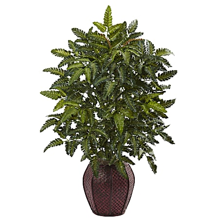 Nearly Natural Bracken Fern 33”H Artificial Plant With Decorative Planter, 33”H x 19”W x 19”D, Green