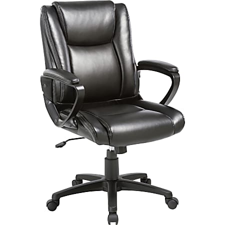Lorell® SOHO Ergonomic Bonded Leather High-Back Chair, Black