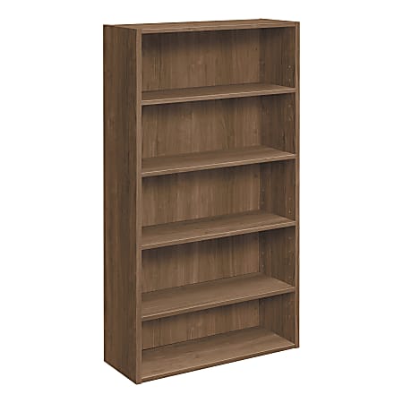 HON® Foundation 65 7/16" 5 Shelf Contemporary Bookcase, Brown/Light Finish, Standard Delivery