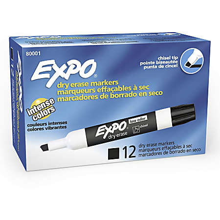 Crayola Take Note Dry-Erase Markers, Black, Chisel Tip, 12/PK