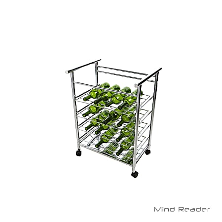 Mind Reader 4-Tier Layered Stainless-Steel Wine Bottle Mobile Cart, Silver