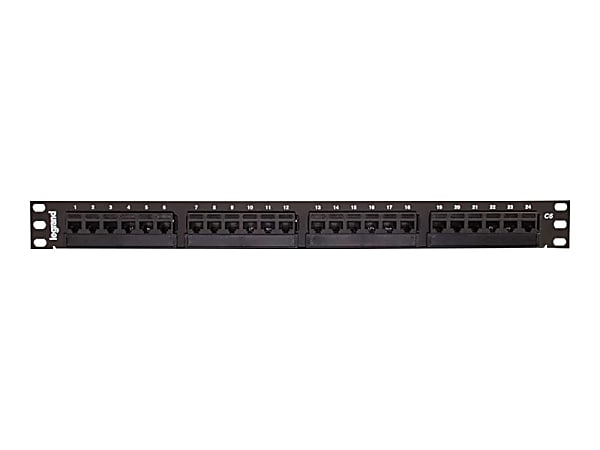 C2G Legrand 24 Port Cat6 110 Type Patch Panel  High Density 1RU 19in. Panel  Patch panel  CAT 6  black  1U  19"  24 ports