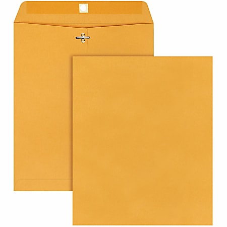 Quality Park Gummed Kraft Clasp Envelopes - Clasp - #95 - 10" Width x 12" Length - 28 lb - Gummed - Kraft - 100 / Box - Kraft