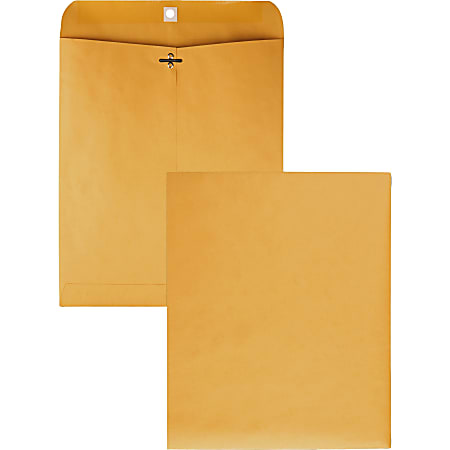 Quality Park Gummed Kraft Clasp Envelopes - Clasp - #95 - 10" Width x 12" Length - 28 lb - Gummed - Kraft - 100 / Box - Kraft