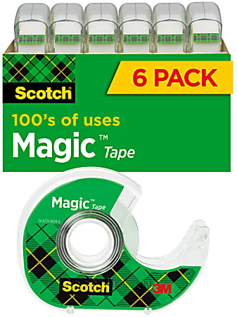 Scotch Magic Tape with Dispenser, Invisible, 3/4 in x 650 in, 6 Tape Rolls, Clear, Home Office and School Supplies