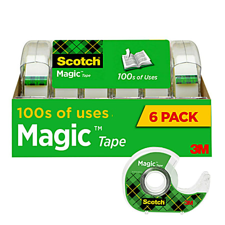 Scotch Magic Tape with Dispenser, Invisible, 3/4 in x 650 in, 6 Tape Rolls, Clear, Home Office and School Supplies