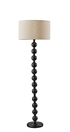 Adesso Orchard Floor Lamp, 62”H, Cream Linen Shade/Black Base