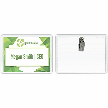 C-Line Sealed Clip Style Badge Holder Kit, Top Loading, 2 1/4" x 3 1/2", Pack Of 50