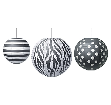 Teacher Created Resources® Big, Bold Black & White Paper Lanterns, Pack Of 3