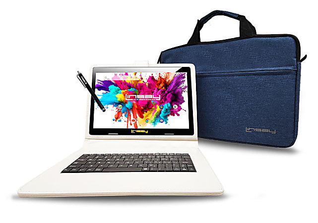 Linsay Octa Core Tablet, 10.1”, 4GB Memory, 128GB Storage, Android 13, With White Unique Oracle Keyboard Case And Tablet Briefcase