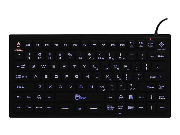 SIIG Industrial-/Medical-Grade Washable Backlit Wired Keyboard With Pointing Device, Black