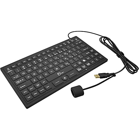 SIIG Industrial-/Medical-Grade Washable Backlit Wired Keyboard With Pointing Device, Black
