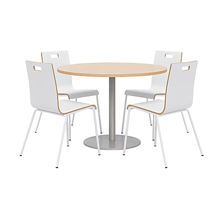 KFI Studios Proof Dining Table Set With Jive Dining Chairs, White/Natural