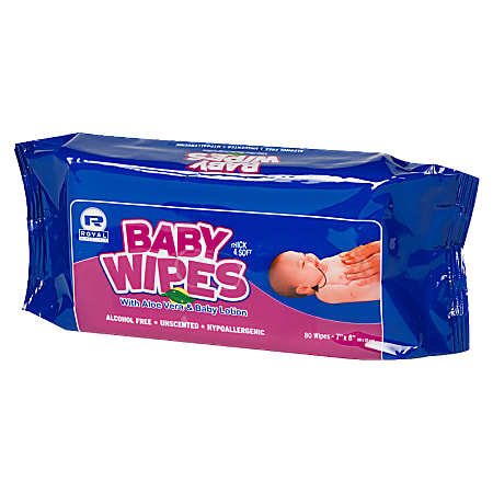 Royal Paper Baby Wipes Refills, White, 80 Wipes
