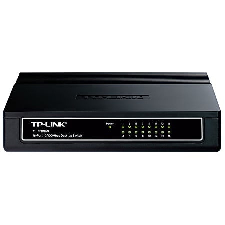 TP-LINK TL-SF1016D 16-Port 10/100Mbps Desktop Switch, 3.2Gbps Capacity - 16 Ports - 16 x RJ-45 - 10/100Base-TX - Desktop, Wall Mountable"