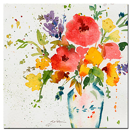 Trademark Global White Vase With Bright Flowers Gallery-Wrapped Canvas Print By Sheila Golden, 24"H x 24"W