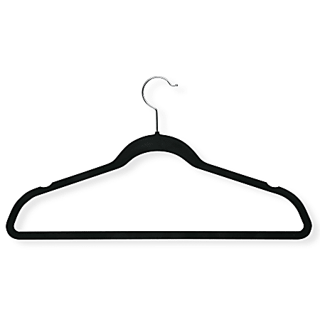 Honey-Can-Do Velvet-Touch Suit Hangers, 9 1/2"H x 1/4"W x 17 3/4"D, Black, Pack Of 50