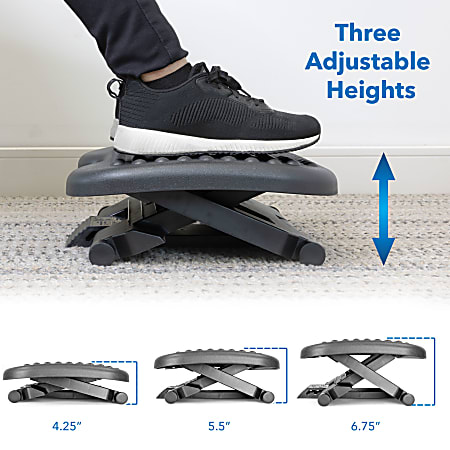 HUANUO Adjustable Under Desk Footrest, Foot Rest for Under Desk at Work  with Massage, Foot Stool Under Desk with 3 Height Position & 30 Degree Tilt