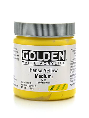 Golden Matte Acrylic Paint, 4 Oz, Hansa Yellow Medium